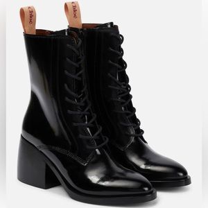 Chloe Leather Lace-Up Boots